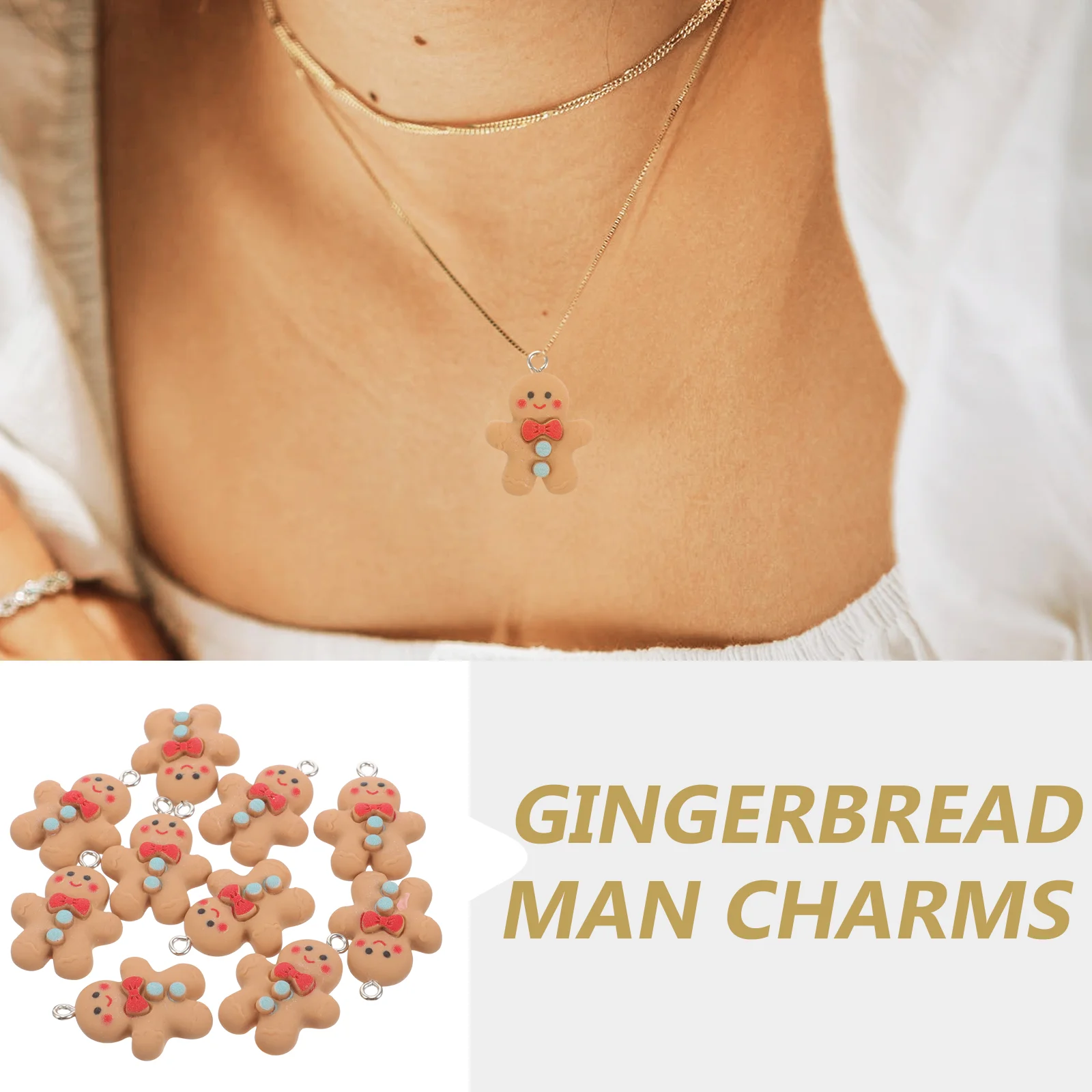 Gingerbread Man Earrings Necklace Making Supplies Charms DIY Jewelry Head Pendants Chic