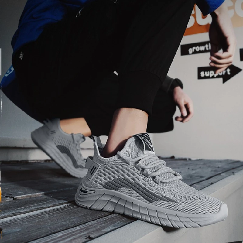 

Feizhui сетчатая легкая дышащая новая спортивная обувь большого размера с низким берцем и круглым носком на шнуровке для мужчин, летняя дышащая обувь