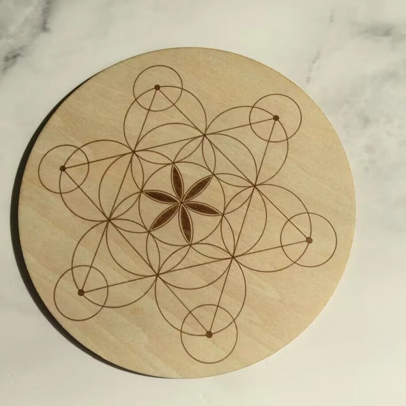 10pcs Wooden Crystal Grid Plate Metaphysical and Spiritual Use Sacred Geometry Crystal Grid Board