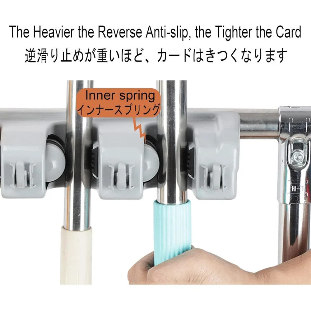 ممسحة أرضية وحامل مكنسة، عربة تخزين أدوات التنظيف المحمولة، منظم لمستلزمات التنظيف #5