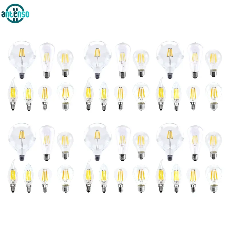 

2-10pcs E27 E14 Retro LED Edison Bulb 220V 2W 4W 6W 8W Led Filament Lamp for Home C35 G45 A60 ST64 G80 G95 Vintage Candle Light