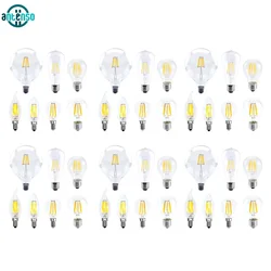 2-10pcs E27 E14 Retro LED Edison Bulb 220V 2W 4W 6W 8W Led Filament Lamp for Home C35 G45 A60 ST64 G80 G95 Vintage Candle Light