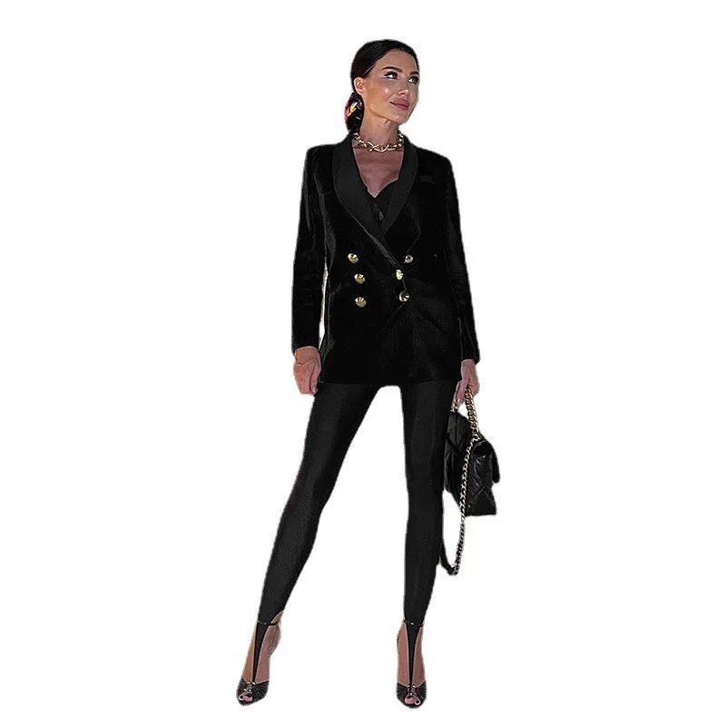 2025 جديد ارتفاع الخصر الأسود مطاطا طماق المرأة رقيقة خطوة السراويل بنطلون أوروبا وأمريكا