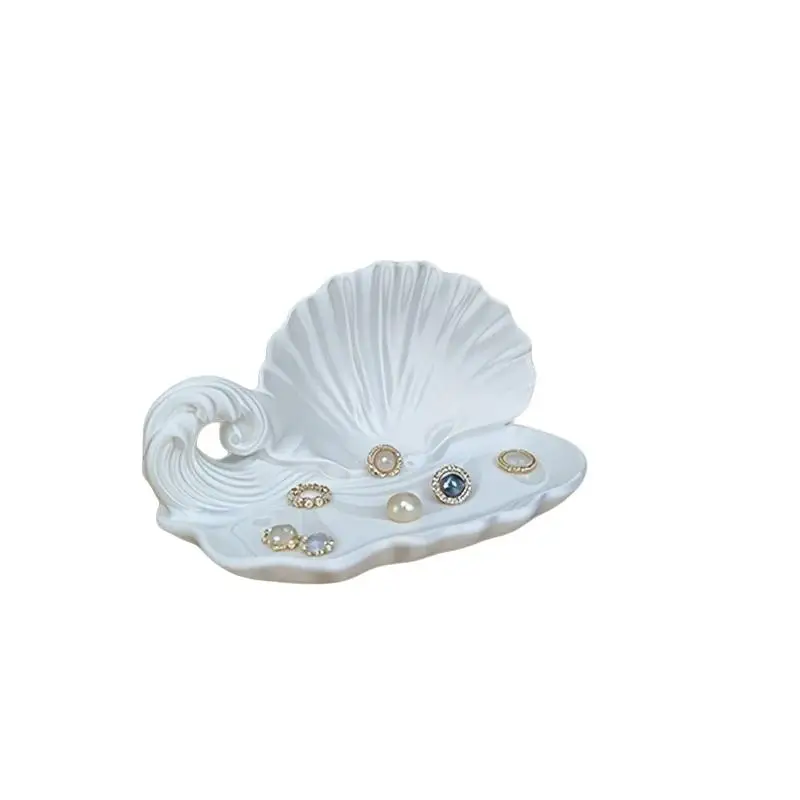 Exquisites Schmuckaufbewahrungstablett in Muschelform mit Meereswellenmuster, stilvolles Zubehörtablett für Schmuck, Geschenke oder Schmuckstücke. – Detail 8