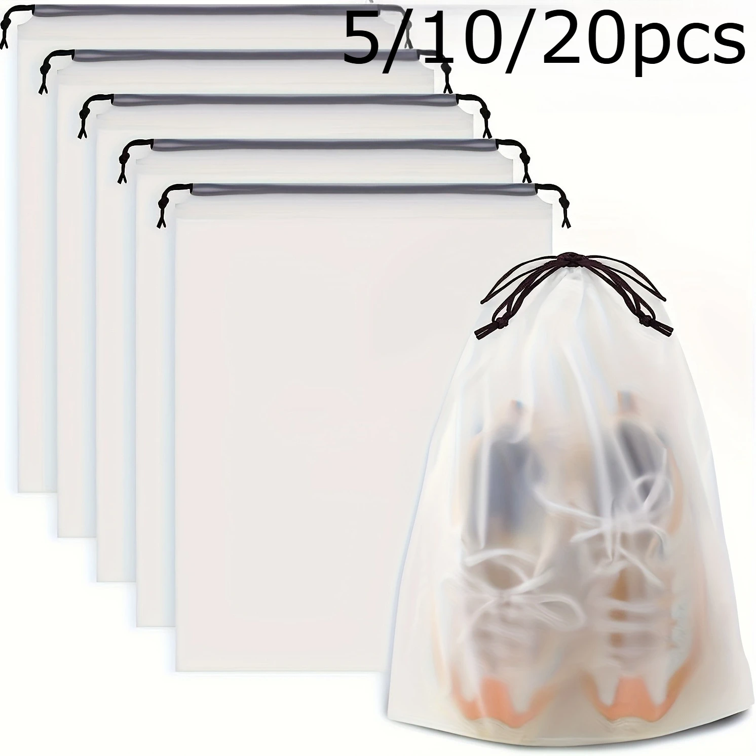 5/10/20pcs conjunto de armazenamento de sapatos de viagem portátil, de alta qualidade, sacos organizadores transparentes para fácil embalagem