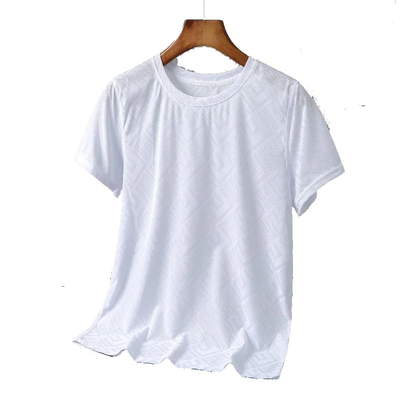 2024 NEW Men\'s ice silk Clothing Soft T-Shirt 3D three-dimensional jacquard Tees Sportswear Quick-Drying Breathable T Shirt