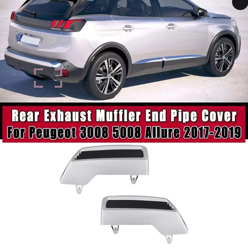 For Peugeot 3008 5008 Allure 2017 2018 2019 Spare Parts Parts Chrome Car Rear Exhaust Muffler Tail Pipe Cover