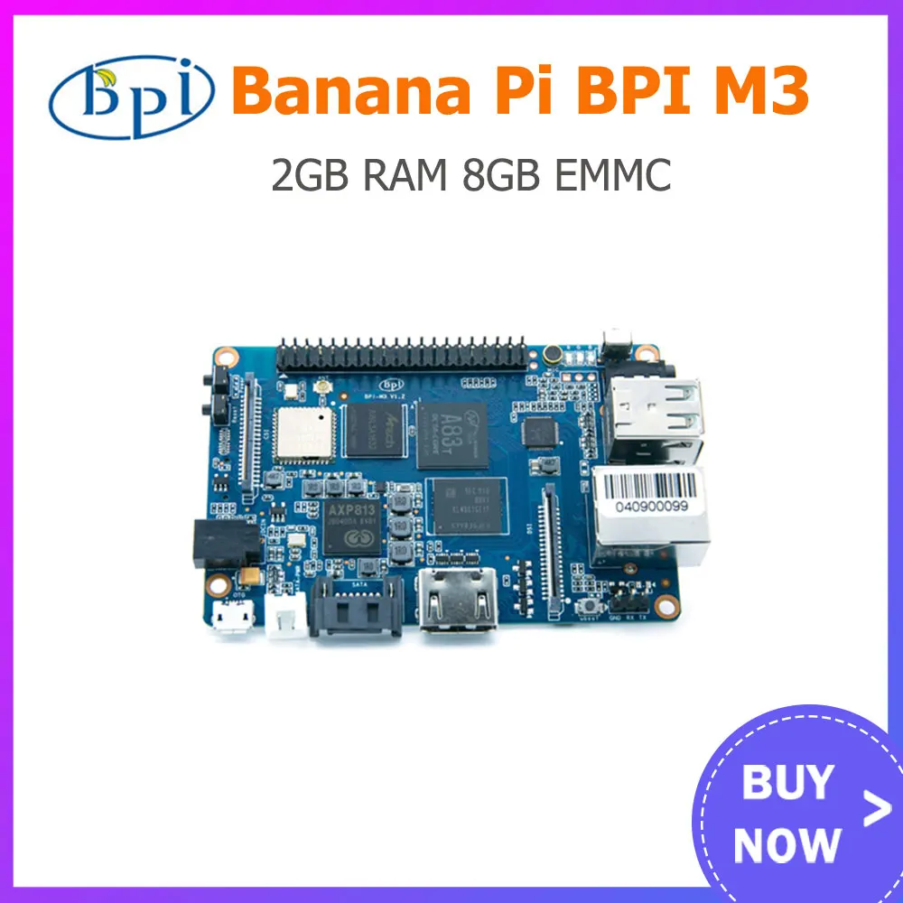 

Banana Pi BPI-M3 Allwinner A83T Octa-core Cortex-A7 2GB LPDDR3 8GB eMMC With WiFi BT Support SD-Card SATA 2.0