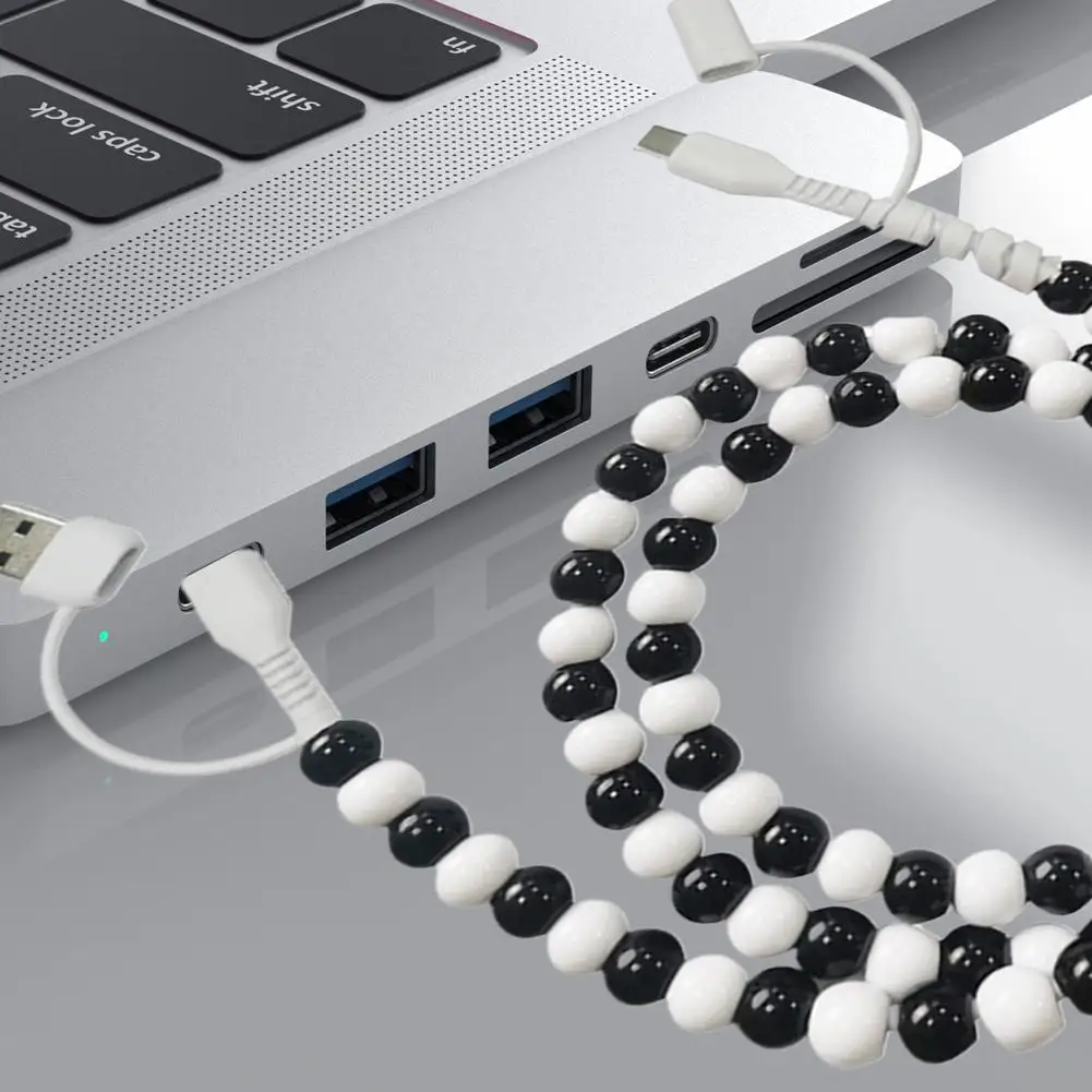 Fast Charging Cable Creative Portable Beaded 4-in-1 For IPhone Fast Data Cable Handmade Colorful Pearl Phone Accessories A2I0