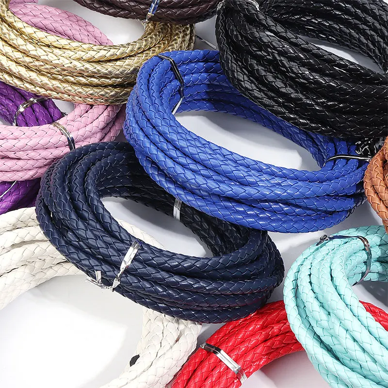 5yards 6mm Braided Leather Cords Round Leather Cord String Rope For DIY Pendant Neck Weaving Bracelet Jewelry Making Supplies