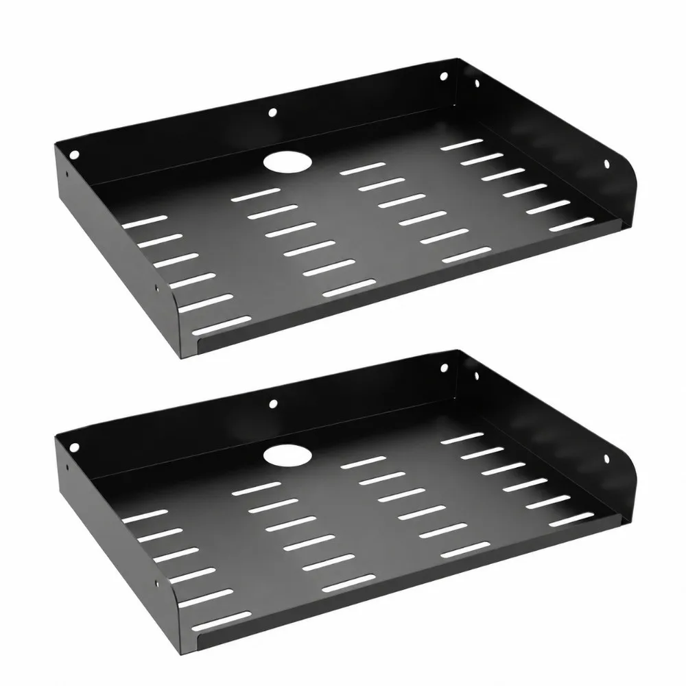 2 Pack Versatile 12" X 8" Floating Shelf Carbon Steel Wall Mounted Display Shelf Space Organization Black Storage Rack Bedroom