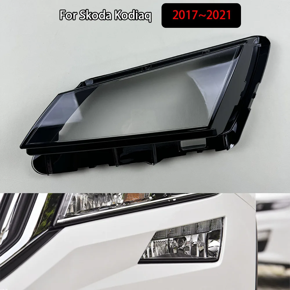 

For Skoda Kodiaq 2017~2021 Car Front Headlight Cover Auto Headlamp Lampshade Lampcover Head Lamp light glass Lens Shell Caps