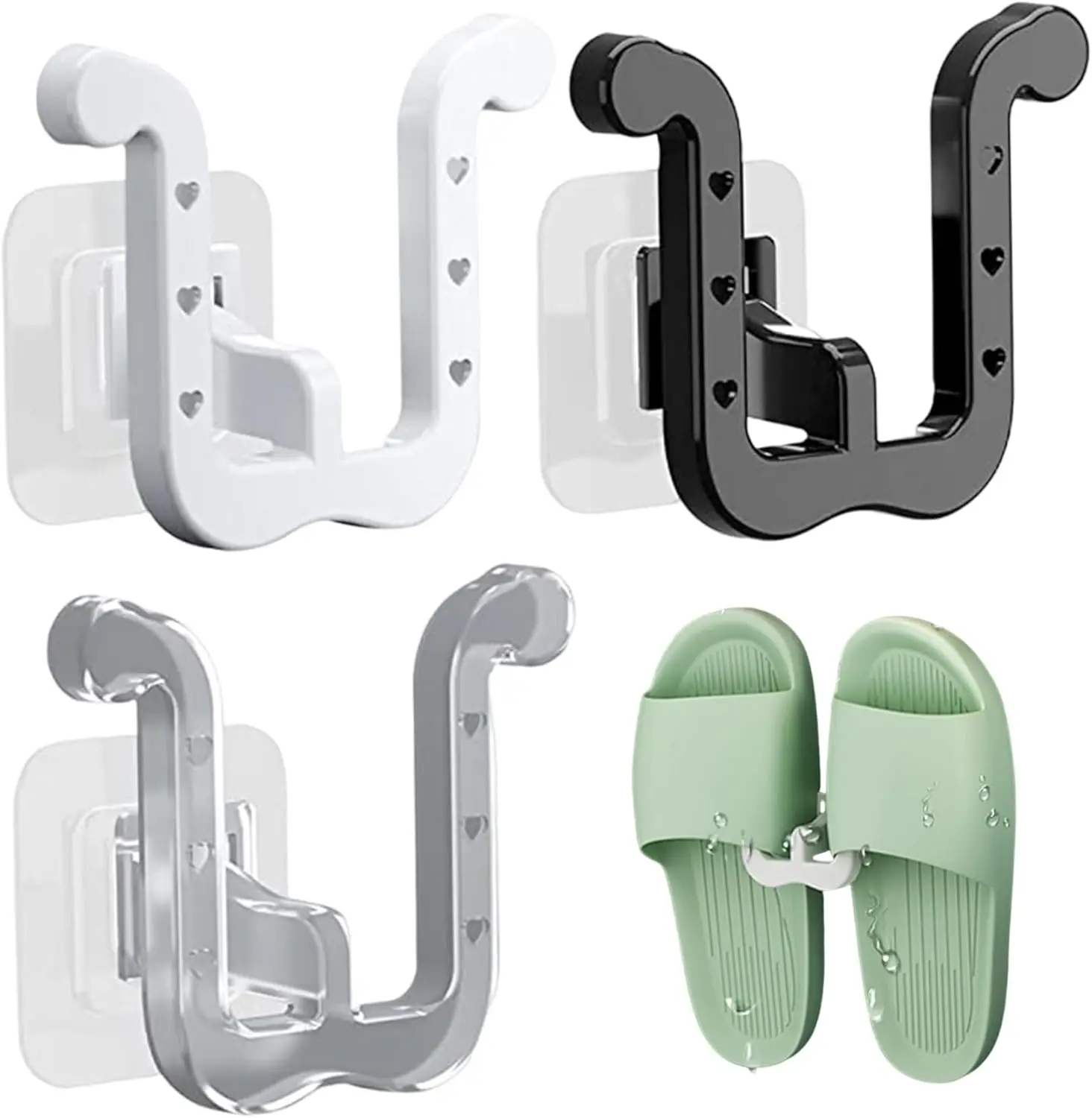 Slipper Rack, 3PCS Waterproof U-Shape Wall Mounted Shoe Rack, Self Adhesive Wall Hanging Shoe Rack, Space-Saving Shoe Hanger for
