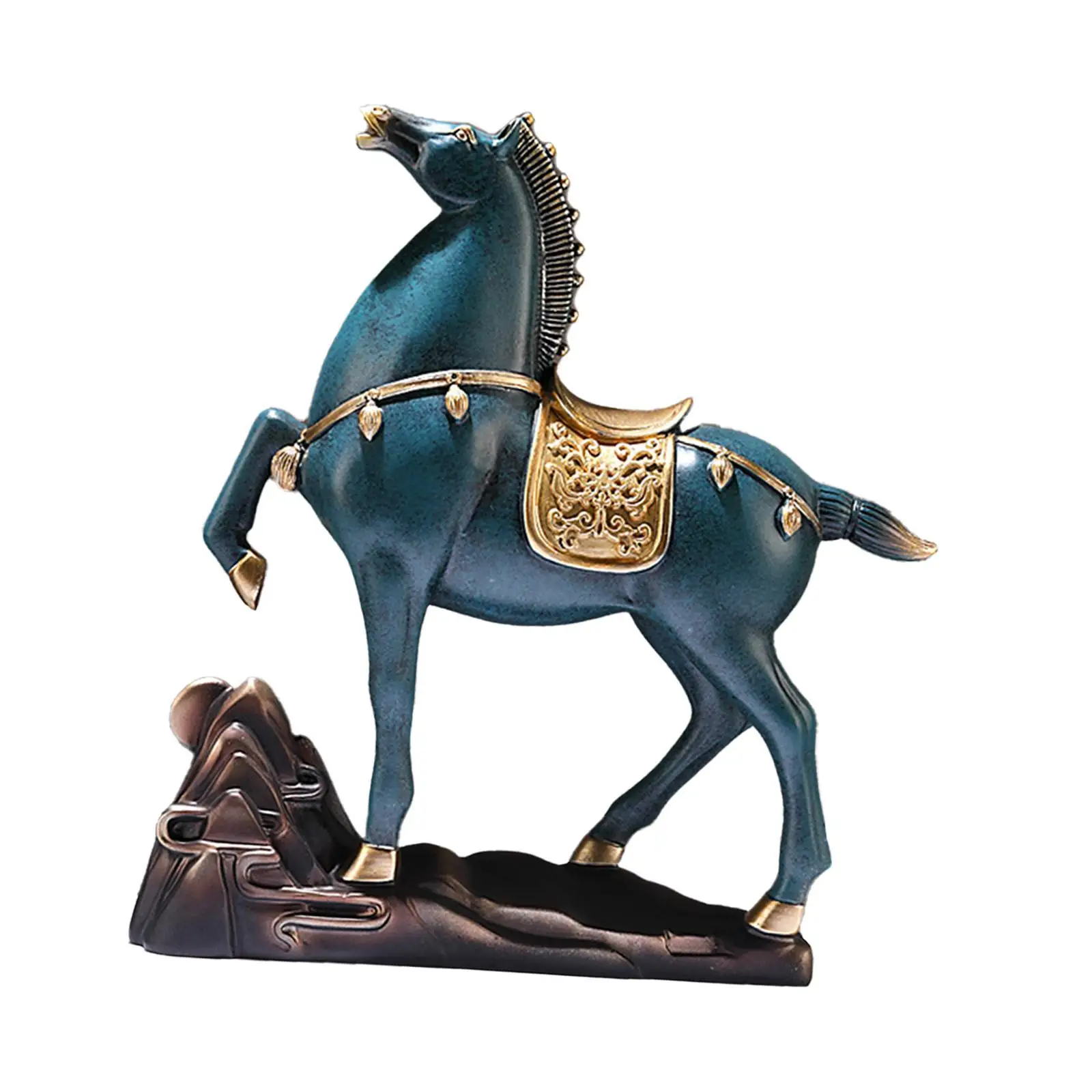 Traditional Horse Statue Desktop Decoration Table Centerpiece Hand Painted 10x3x10.4inch for Shelf, Porch, Bookcase, or Desk