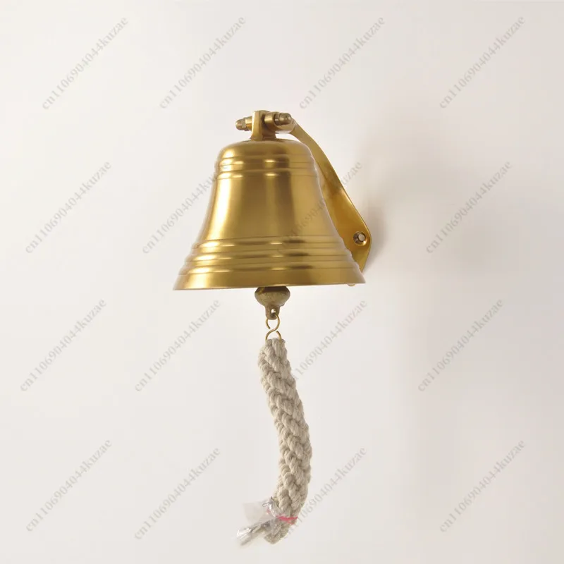 Imported Pure Brass Retro Bell, Wall-Mounted Hand-Ring Doorbell & Hand-Crank Bell for Villa Bar School Classroom
