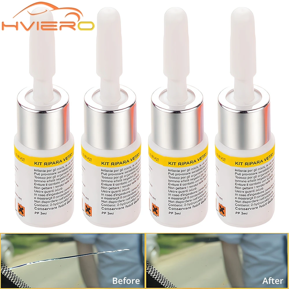 

4Pcs Auto Windshield Repair Kit Front Specialize Crack Solution Three Piece Removal Care Accessory Support Glass Liquid Cleaning