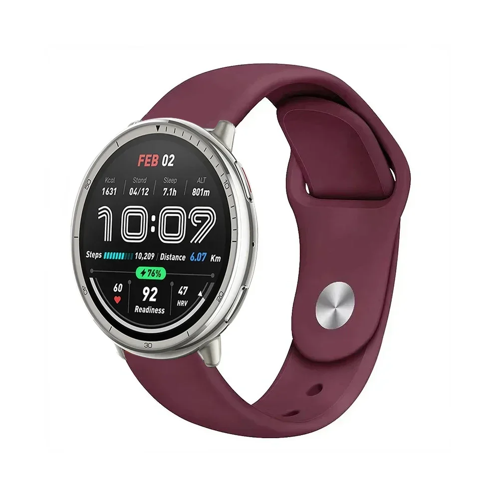Amazfit Active 2/Balance 2/GTS 4 3/Cheetah、Amazfit Bip 6 5/GTR 4 3対応 20mm 22mm シリコンストラップ ラウンド型 スポーツ 耐久性 ブレスレット
