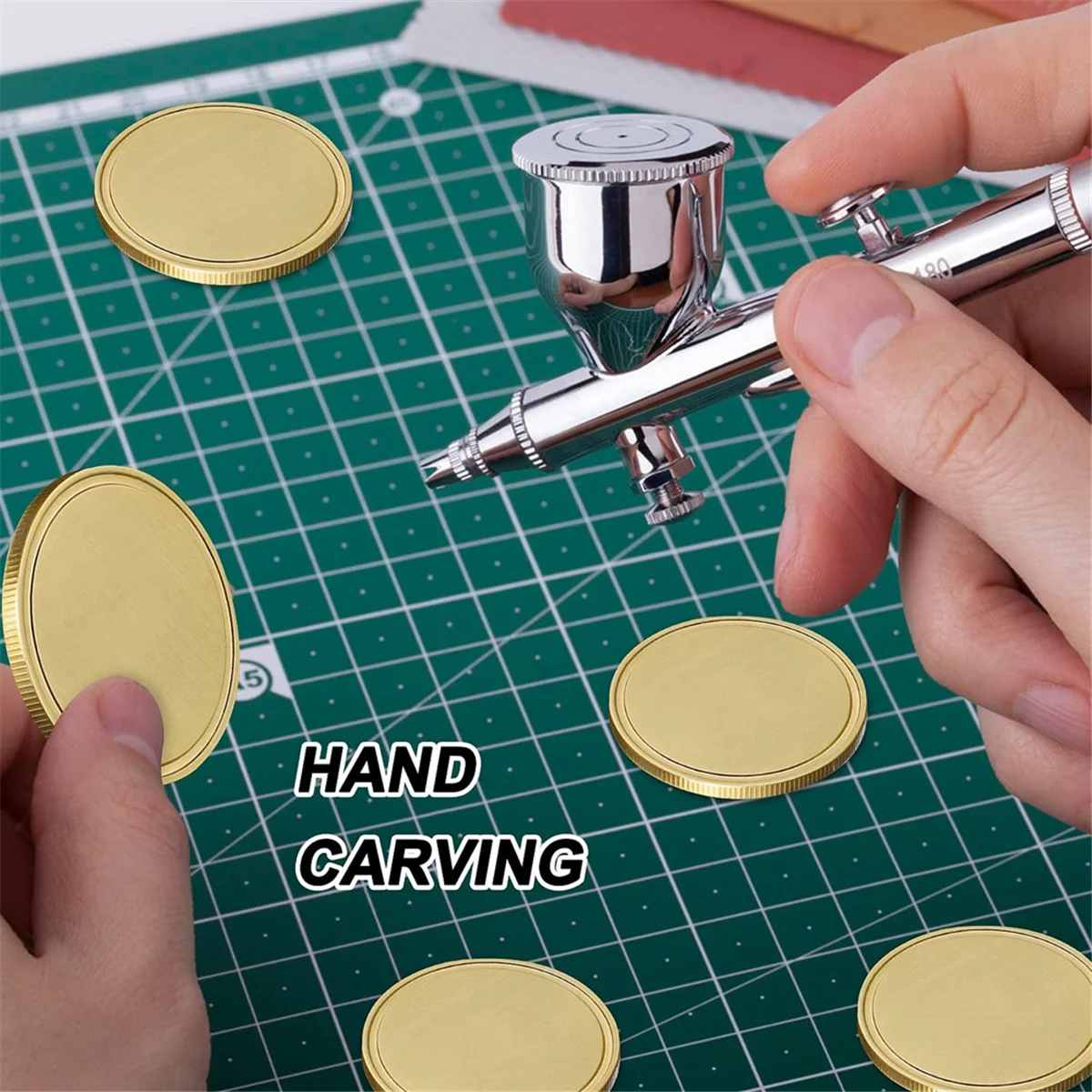 A44T10PCS Laser Engraving Blanks Brass Coin Blanks Metal Engraving Blank Coins 40mm with Acrylic Protection Box