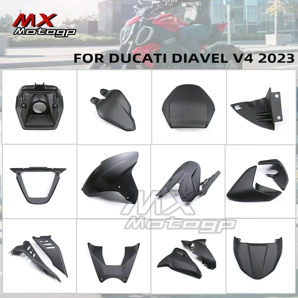 

For DUCATI Diavel V4 2023 2024 Carbon Fiber Motorcycle Front Rear Mudguard Tank Side Panel Fairing Tail Hump Guard Winglets