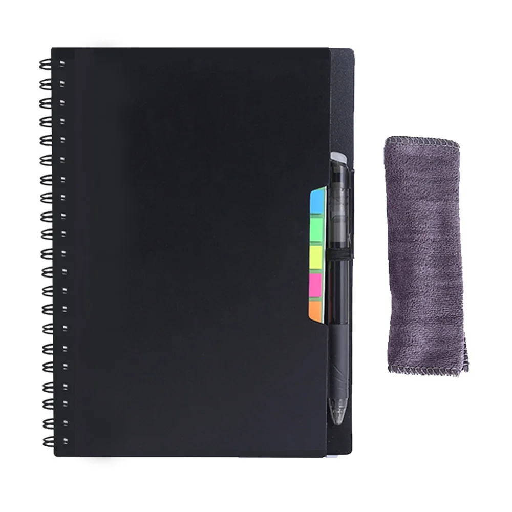 A5 Notebook With Pen&Cloth Reusable Notebook Erasable Microwave Heating Waterproof Notepad Spiral Note Book for School Office