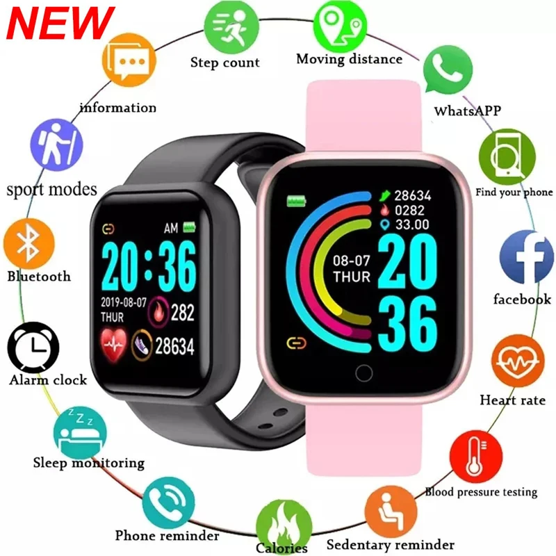 Smart Watch Men Women 1.3 Inch Screen Smartwatch Heart Rate Blood Pressure Monitor Fitness Tracker Watch Sports Smart Bracelet