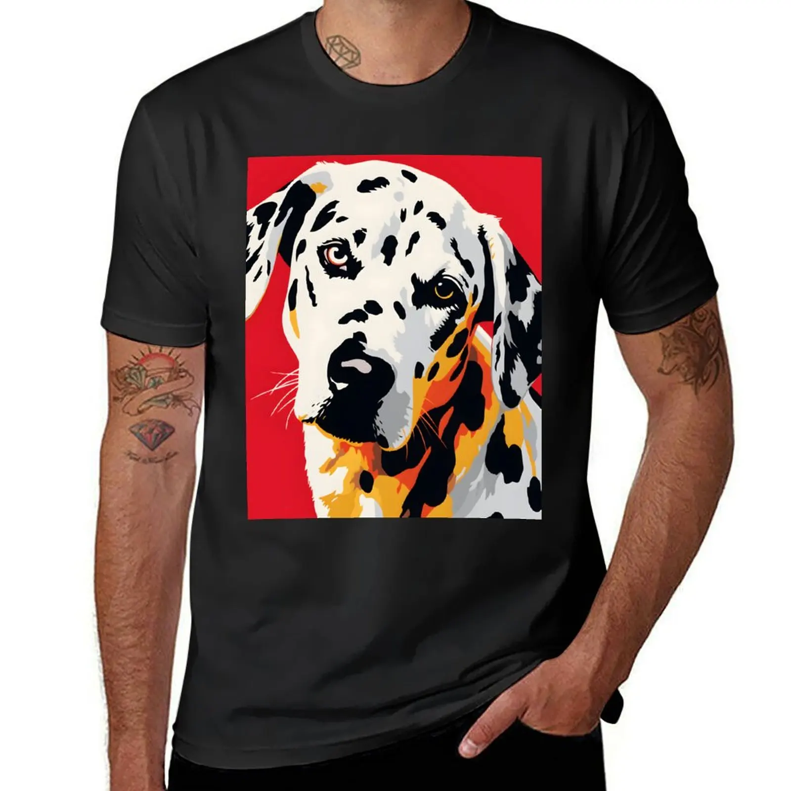 Dalmatian dog portrait colorful art set T-Shirt graphics funnys new edition summer top Short sleeve tee men