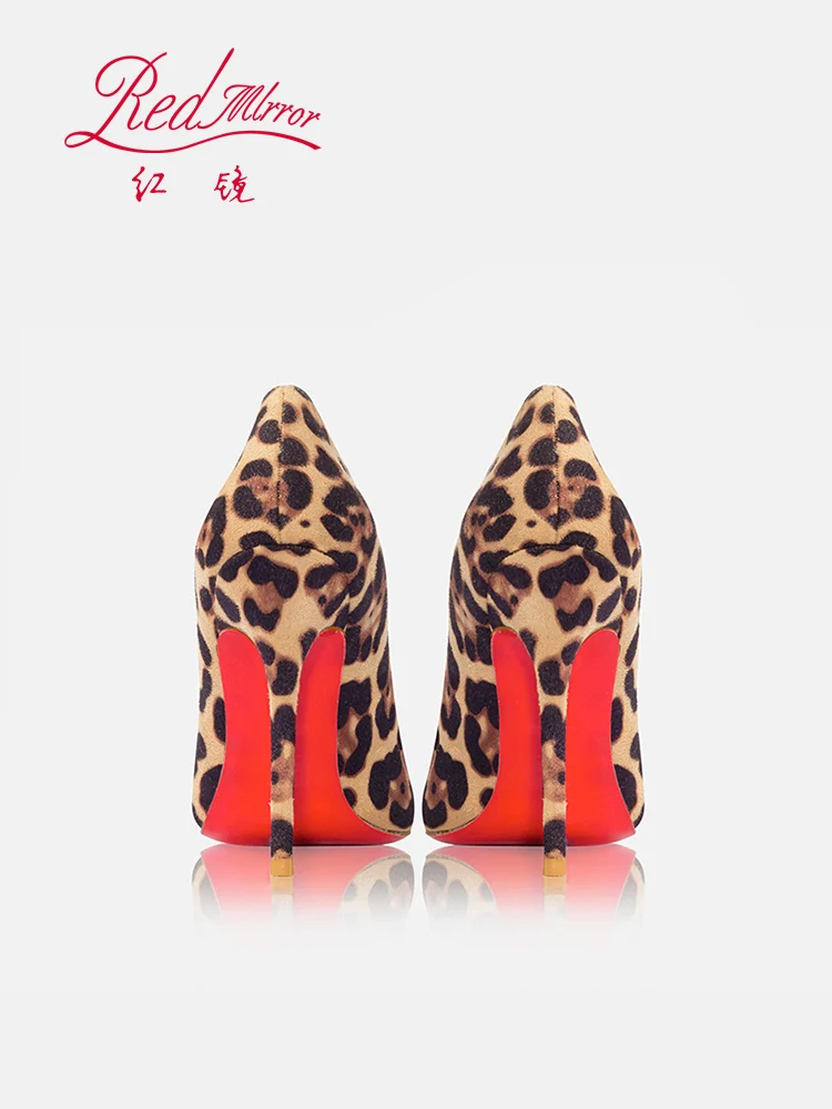 حذاء نسائي جديد لخريف وشتاء 2025 بكعب نحيف ومزاج مدبب وأحمر شفاه خفيف وكعب عالي بطبعة الفهد