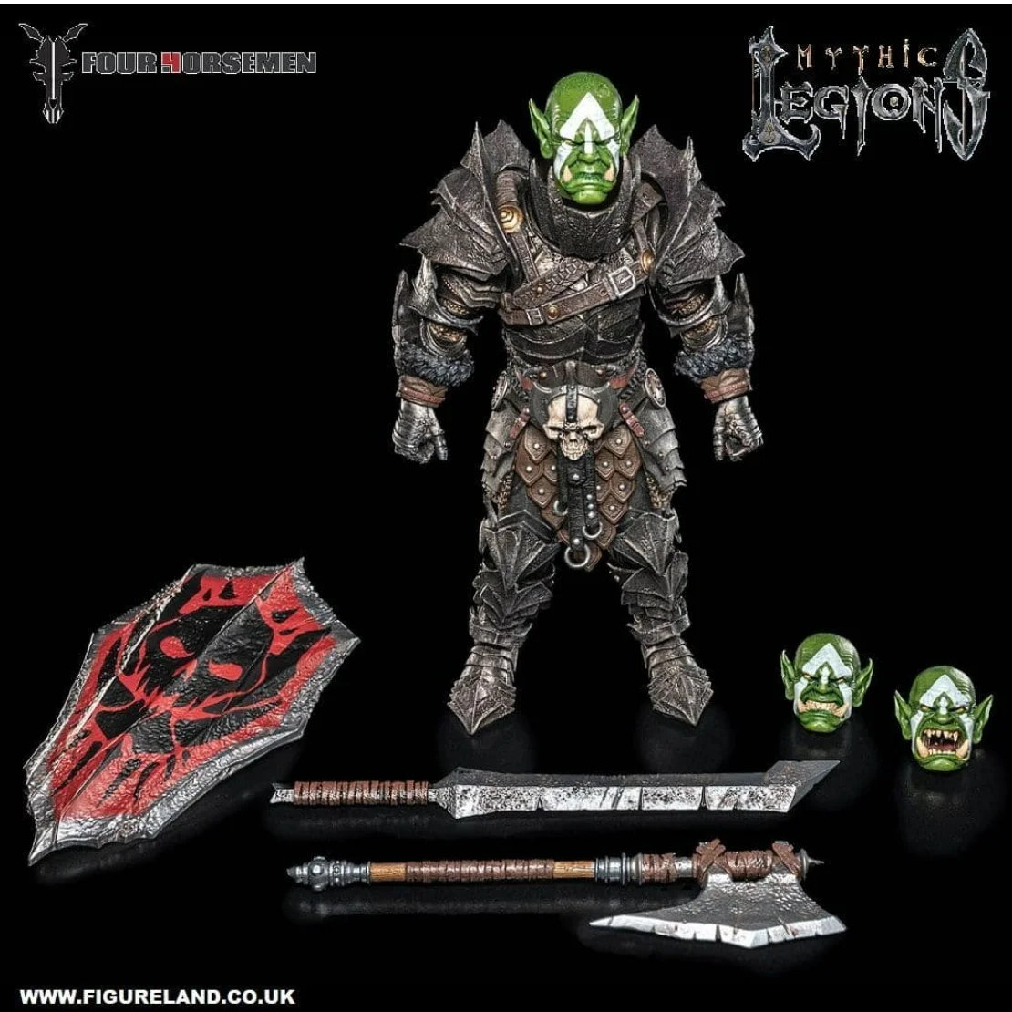 В наличии: Коллекционная фигурка Four Horsemen Urzokk 2 Orc General Mythic Legions с 3 дополнительными головами и оружием
