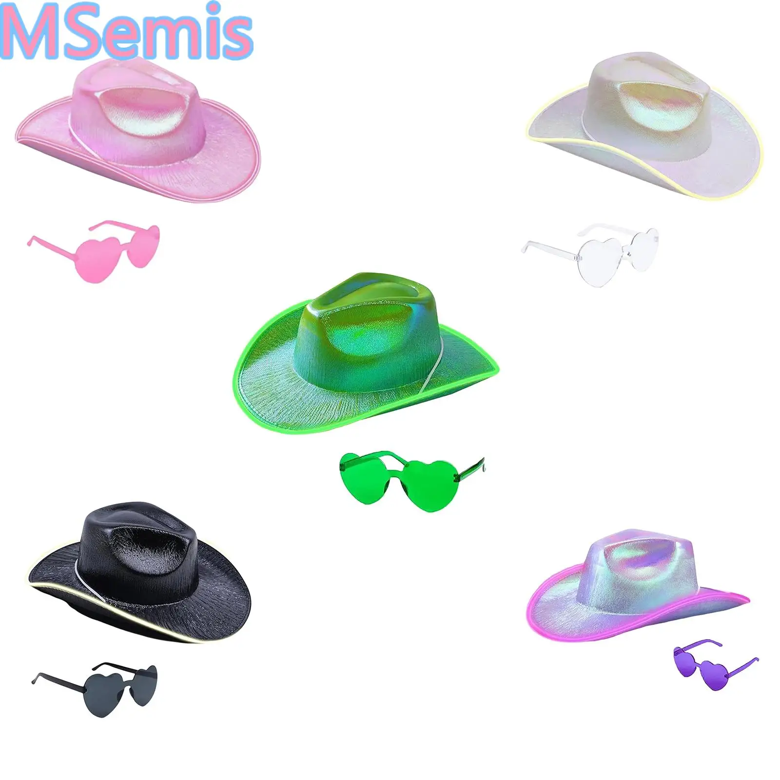 

Женская ковбойская шляпа с очками в форме сердца, набор для ирландской светящейся ковбойской шляпы, аксессуары для вечеринки в честь Дня Святого Патрика