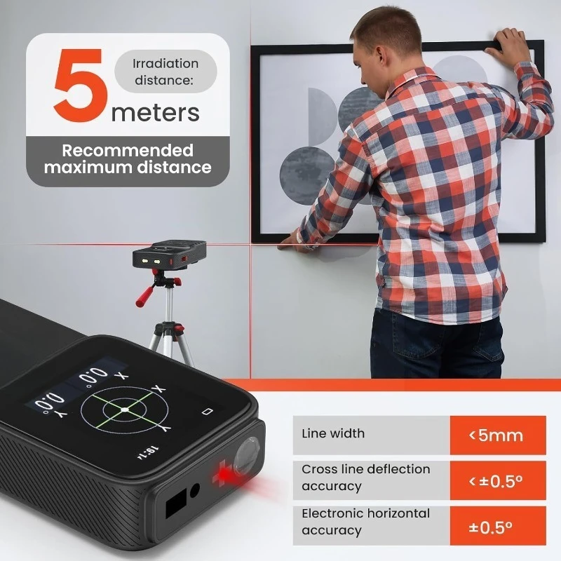 스터드 파인더 5 in 1 벽 스캐너 (금속, 목재, 파이프, 에어컨 배선 탐지), 길이, 면적, 부피 측정 도구, 스터드 빔 탐지