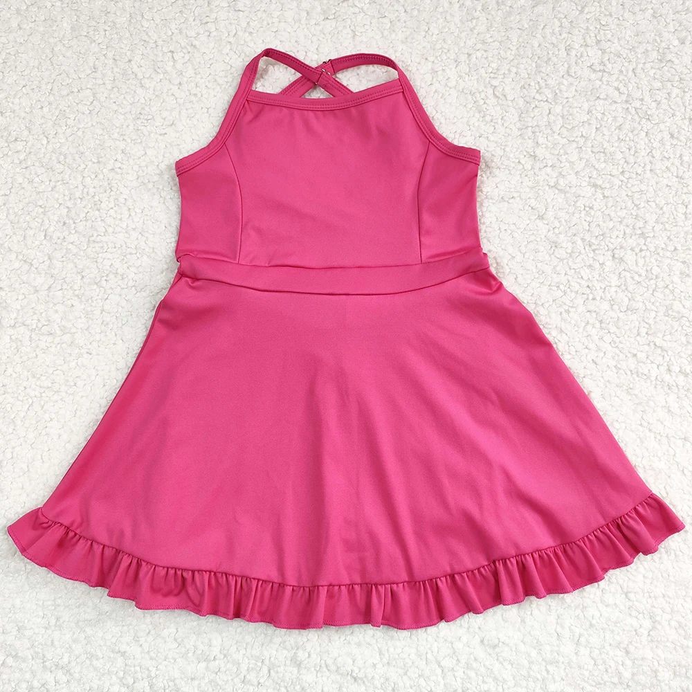 Boutique Baby Girls Swimsuits Knit Knee Length Active Wear Athletic Dresses Fashion Kids Swim Clothes Girls Swimwear Swimsuits