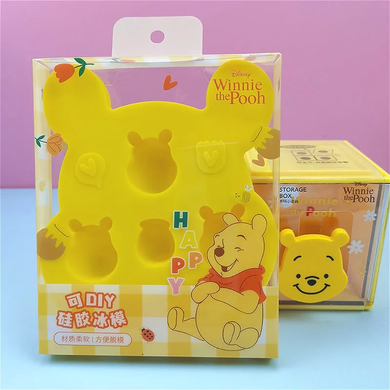 MINISO Winnie The Pooh Soft Silicone Ice Grid Mold Homemade Cartoon Anime Accessories Alien Shaped Ice Cube Tools Baking Tools