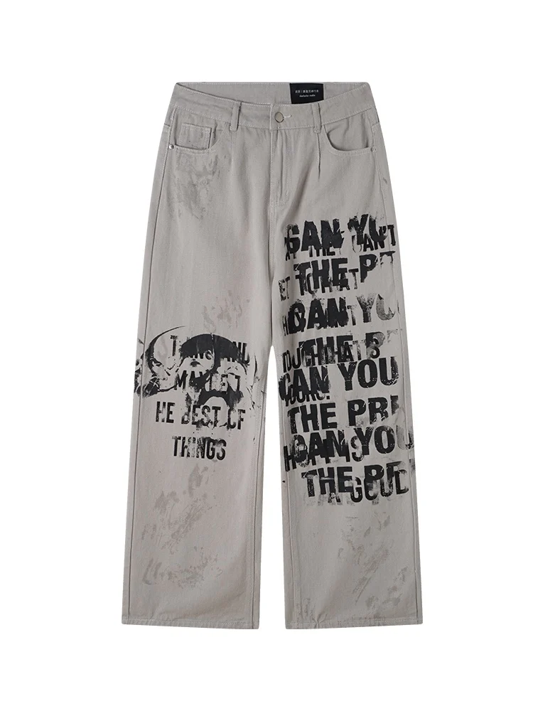 

Arkcolor винтажные широкие джинсовые брюки ручной работы, свободные повседневные молодежные джинсы, неэластичные прямые брюки