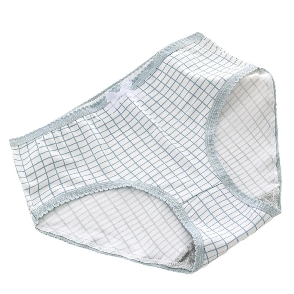 Fashion Cotton Crotch Underwear for Women Love Heart Mid-waist Women's Sweet Panties Bow Grid Lace Briefs Summer