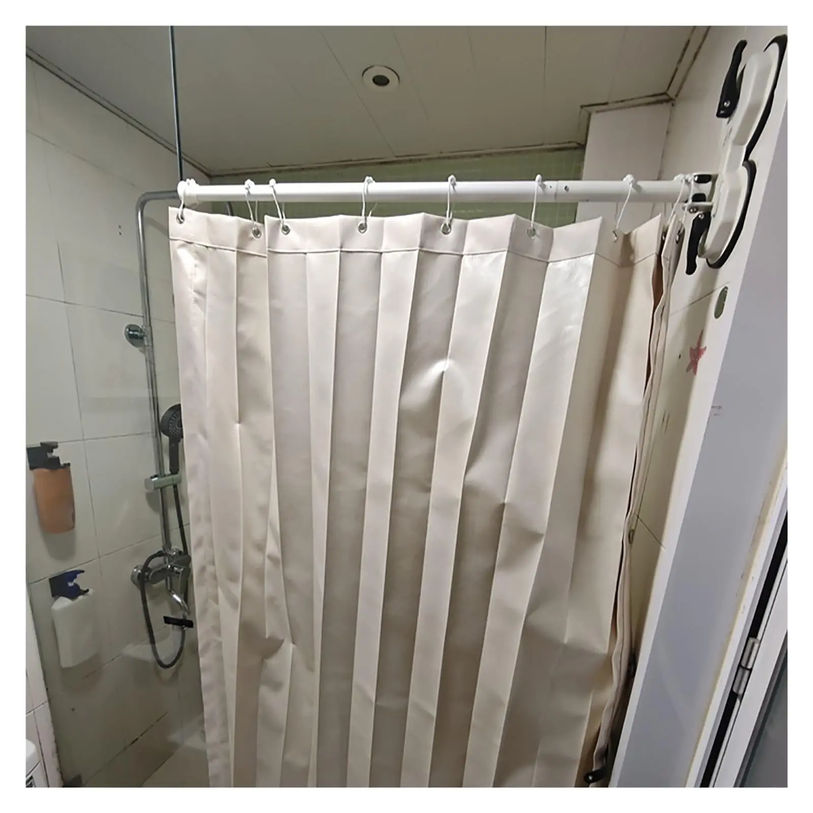 Modern Shower Curtains for Bathroom, Pleated Bathroom Curtain/Cortina De Baño Elegante, Partition Blackout Accordion