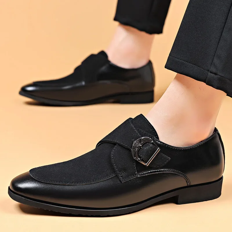 2024 New Men Oxford Dress Shoes Fashion British Style Men Party Shoes Pointed Business Wedding Shoes Men Slip on Flats Plus Size