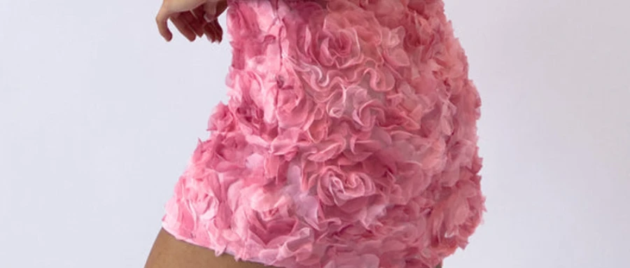 Women\'s New Fashion Strapless Sleeveless Off Shoulder Flower Slim Dress High Waist Pink Mini Dress
