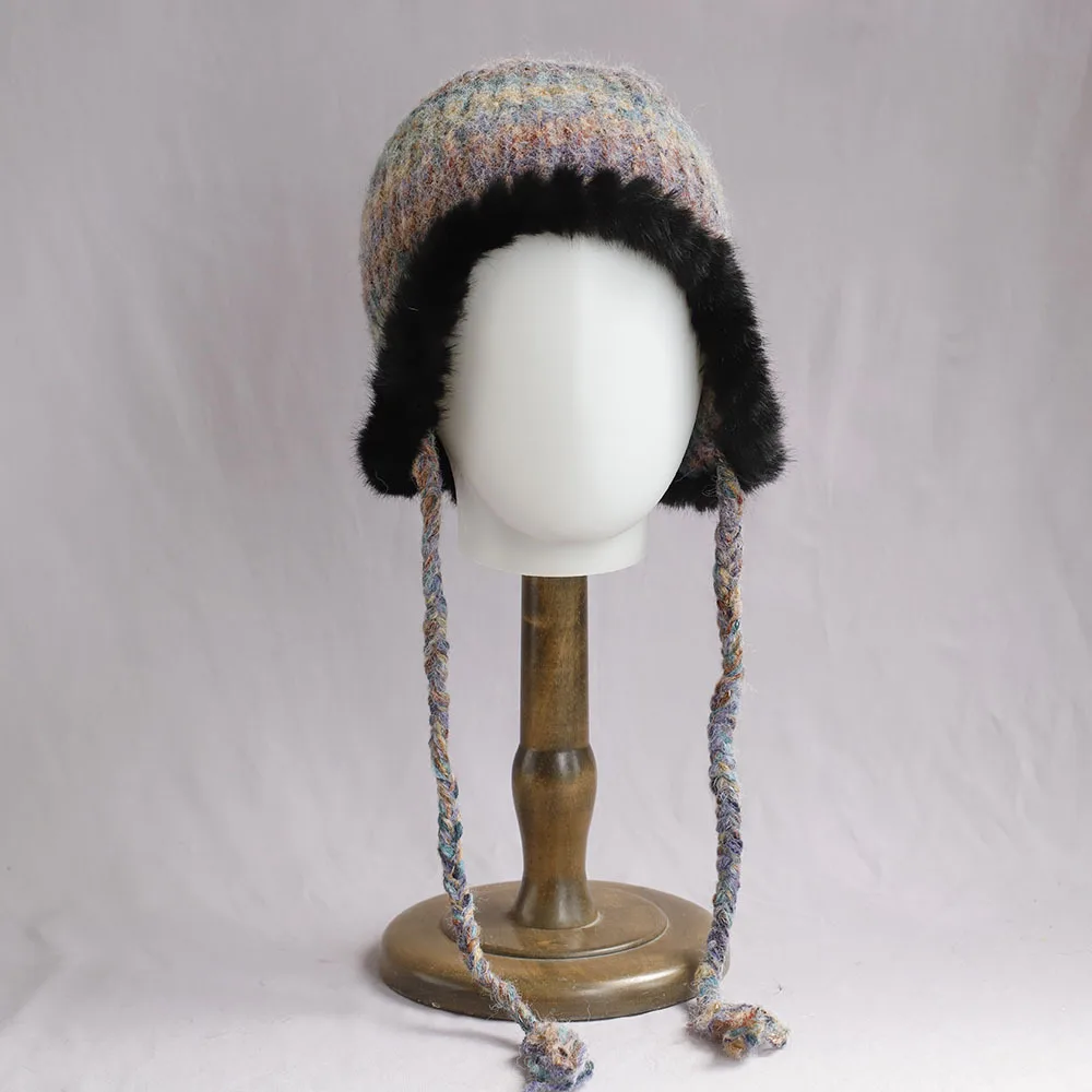 

Hat Earflap Women Winter Wool Knit Beanie Warm Accessory For Cold Weather Autumn Outdoor Skiing Sports Climb