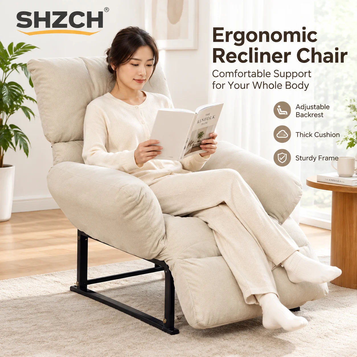Foldable Rocking Chair  Living Room Furniture Comfortable Leisure Lounger Single-Person Swing Armchairs For Balcony Nap Use