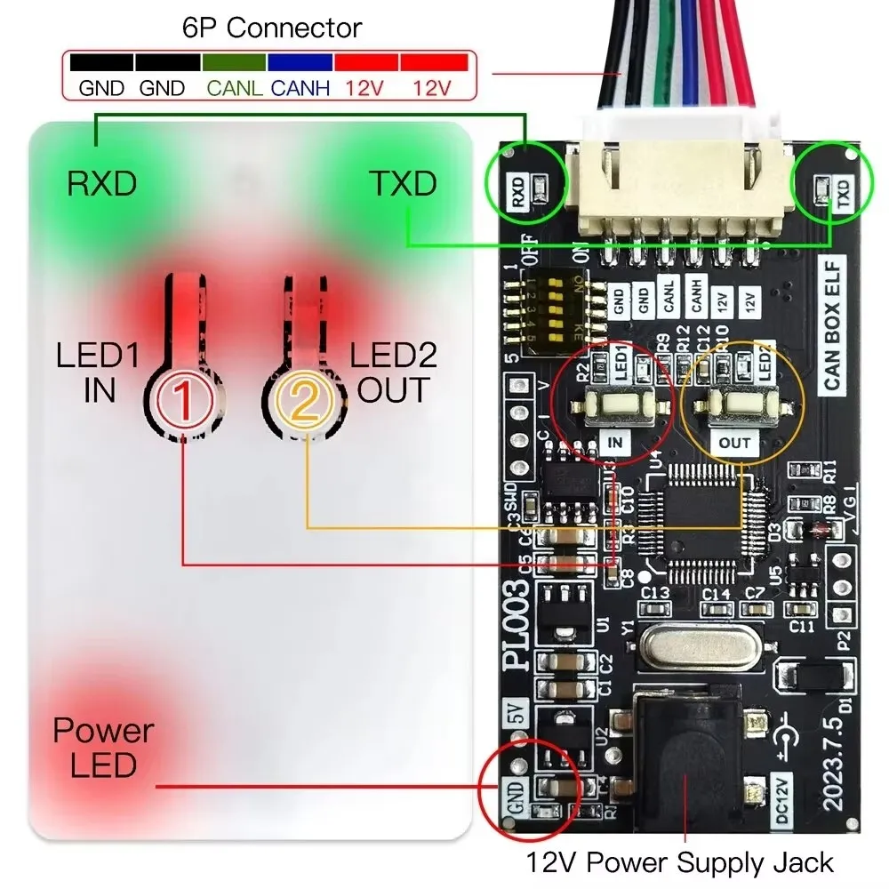 WOYO CTB003 CAN BUS Data Logger Ferramenta de diagnóstico automotivo para EPS/IP/HMI para todos os carros CAN BUS Módulo Transceptor de dados