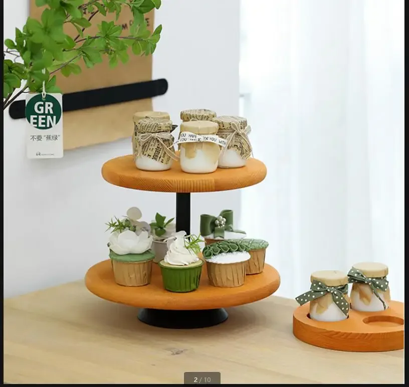 

Double Layer Wooden Cake Stand Cake Plate Dessert Table Display Stand Dim Sum Plate Wedding Props Pastry Rack Dessert Plates