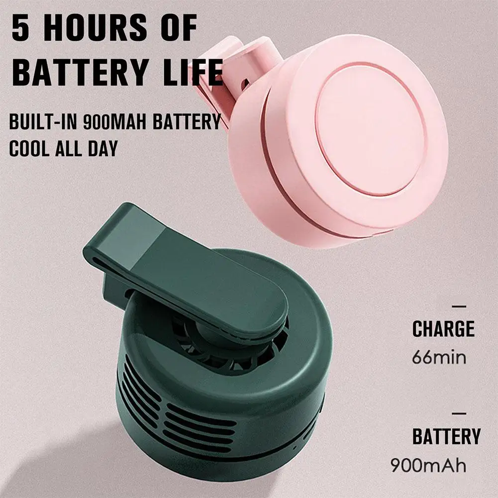 Clip-on Mini USB Fan Travel Portable Neck Hanging Fan Handheld Desktop Fan Rechargeable Personal Cooling Fan For Home Office