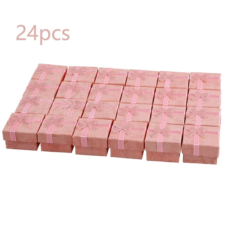 48Pcs Fashion Jewelry Box, Ring Earring Jewelry Display Gift Box Bowknot Square Case