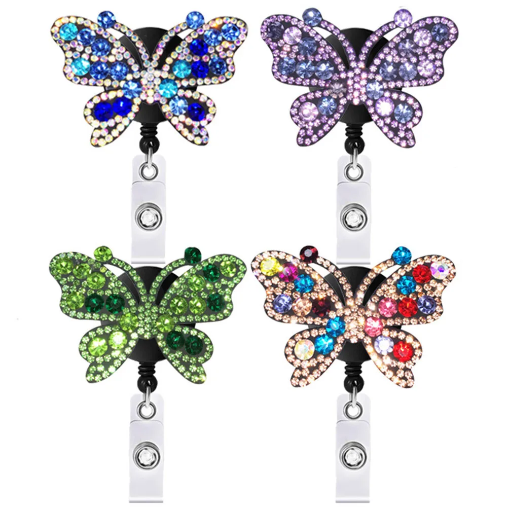 Fast Drop Shipping Creative Badge Clip Butterfly Retractable Nurse Badge Reel Clip Badge Students Doctor ID Card Holder