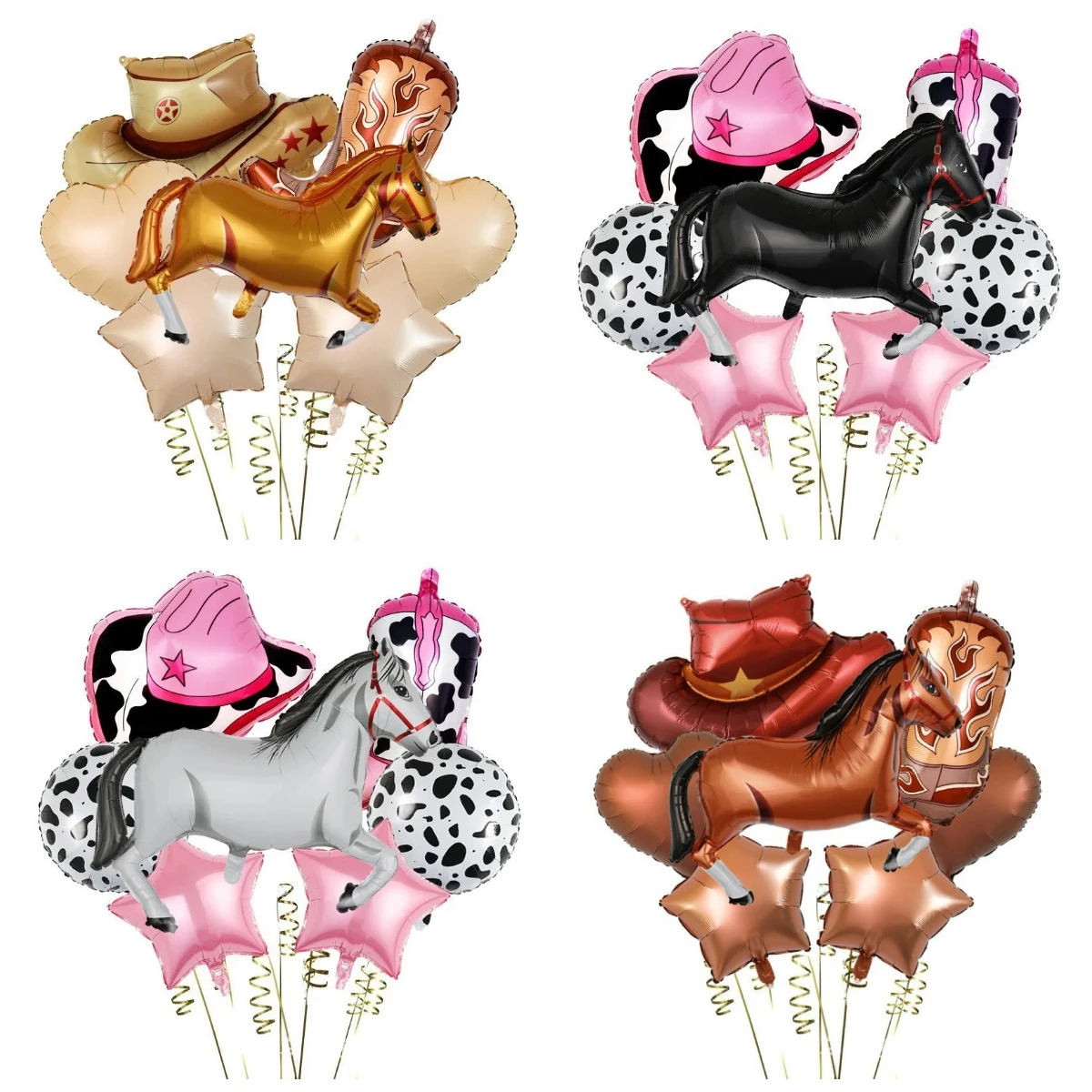 Grenzüberschreitendes Western-Cowboy-Party-Ballon-Set aus Aluminiumfolie, Cowboyhut-Stiefel, Szenendekoration zum Thema westlichen Geburtstag