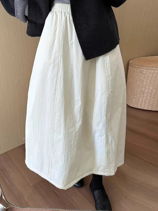 Authentique taille haute coton f jupe coupe ample décontracté polyvalent femmes jupe a-ligne Silhouette ket détail