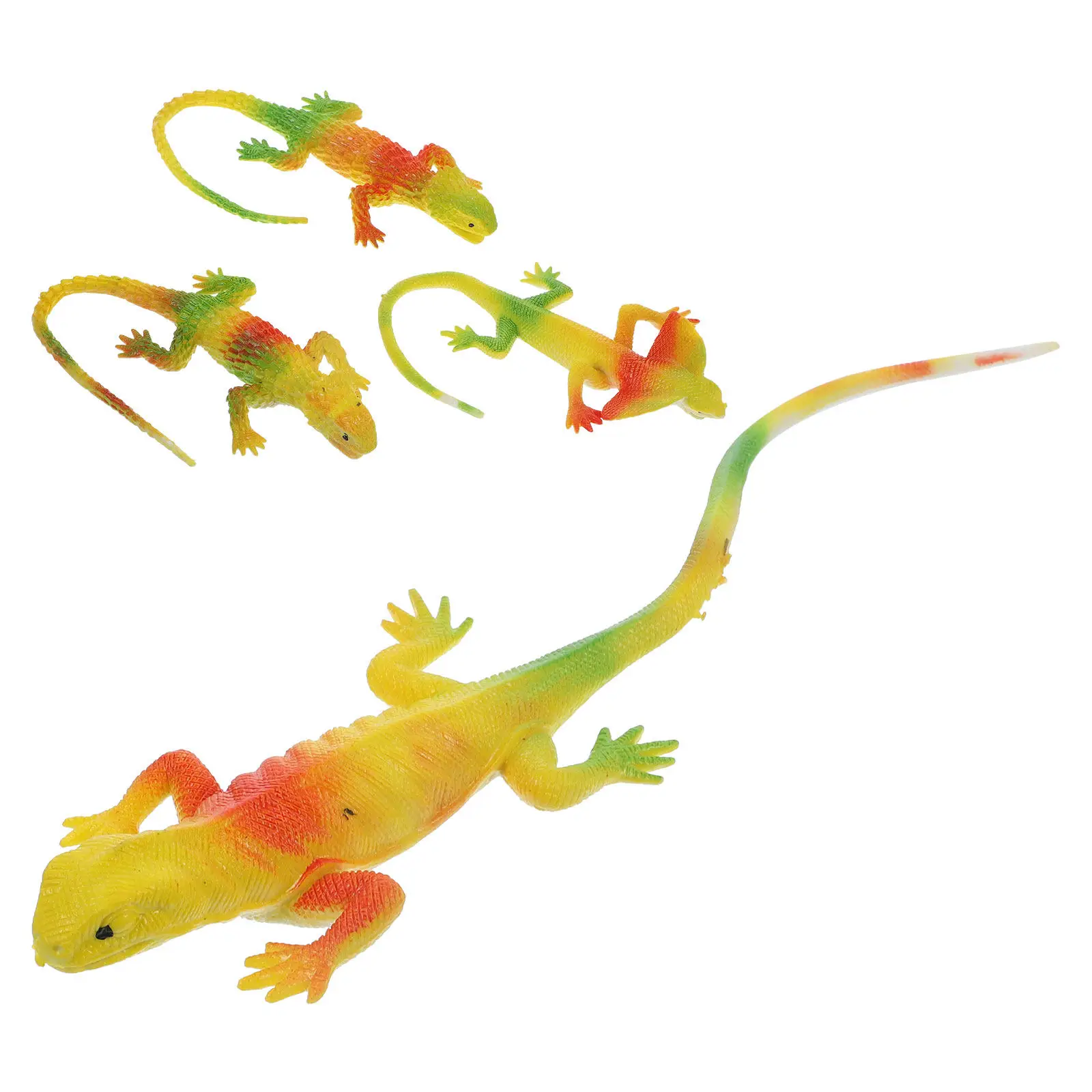 4 Pcs Lizard Figures Sculpture Fake Realistic Artificial Reptile Models Ornaments