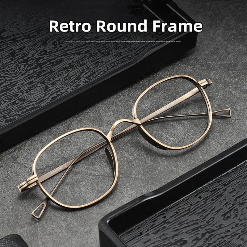 Pure Titanium Brand Design Glasses Frame Men Retro Round Prescription Eyeglasses 2022 New Vintage Photochromic Reading Glasses