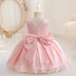 Toddler Baby Girls Lace Dress Kids Flower Elegant Wedding Princess Birthday Tutu Dress Children Christmas Party Formal Clothing