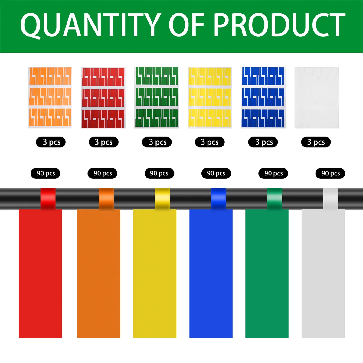 

540Pcs/18 Sheets Cable Labels Tags Cable Markers Self Adhesive Cable Labels Waterproof Tear Resistant Wire LabelsJAS